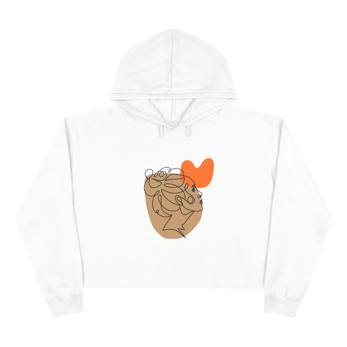 Abstract Heart Line Art Crop Hoodie