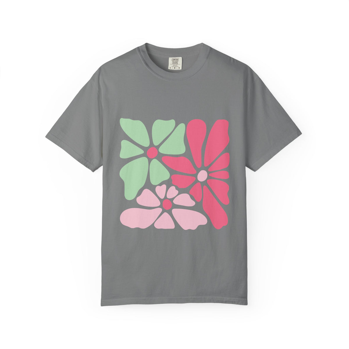 Floral Retro Block Print Garment-Dyed Women's T-Shirt