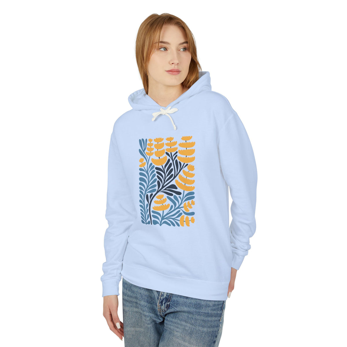 Botanical Floral Pattern Lightweight Women's Hooded Sweatshirt