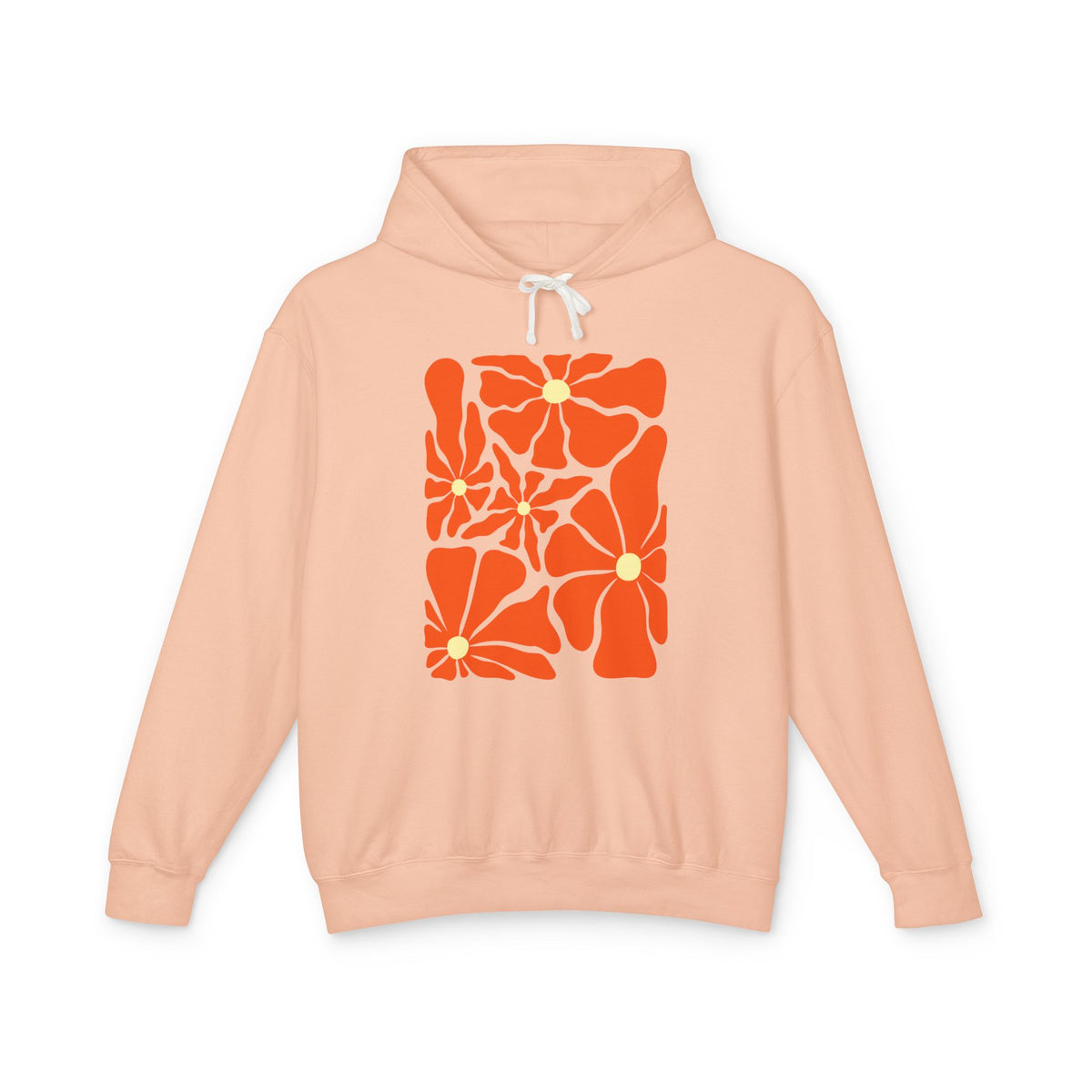 Retro Orange Floral Lightweight Women's Hooded Sweatshirt