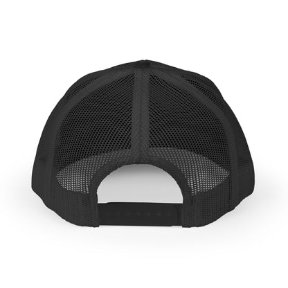 Black Snapback Trucker Cap with Vintage Skull Graphic