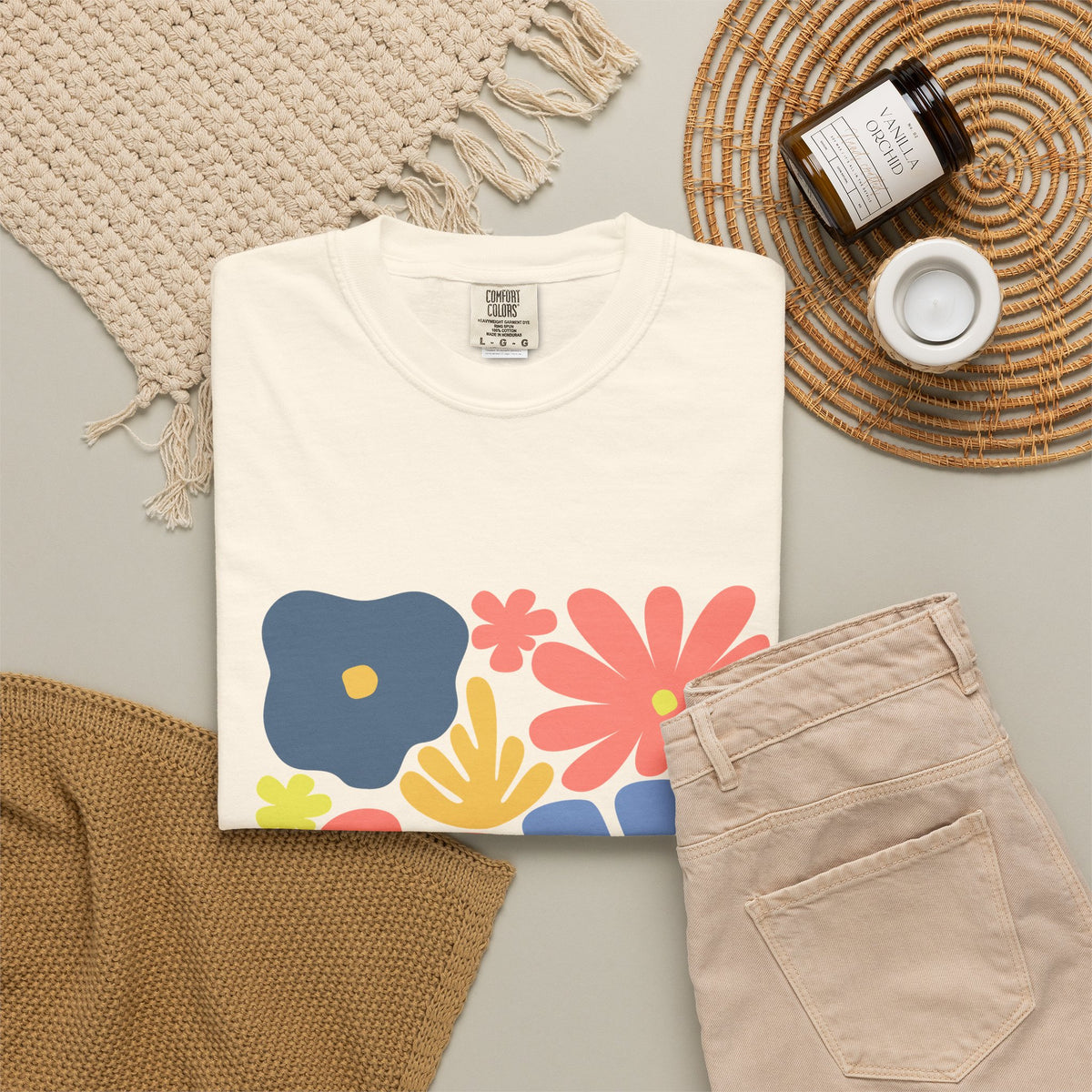 Colorful 70s Bloom Garment-Dyed Women's T-Shirt