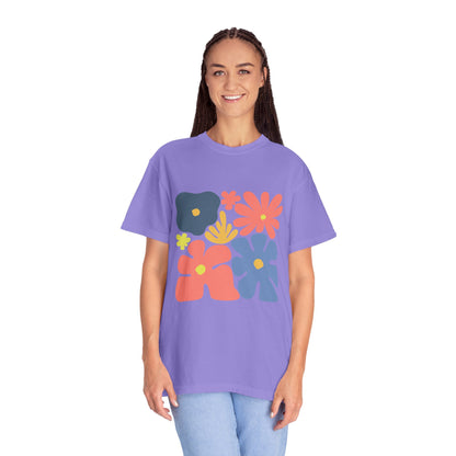Colorful 70s Bloom Garment-Dyed Women's T-Shirt