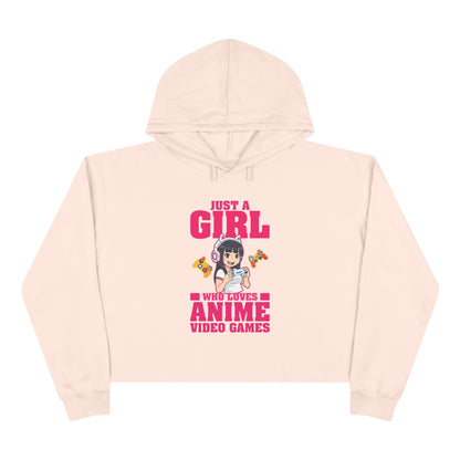 "Just A Girl Who Loves Anime & Video Games" Crop Hoodie