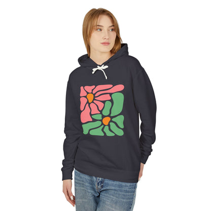 Abstract Pink & Green Flower Lightweight Women's Hooded Sweatshirt