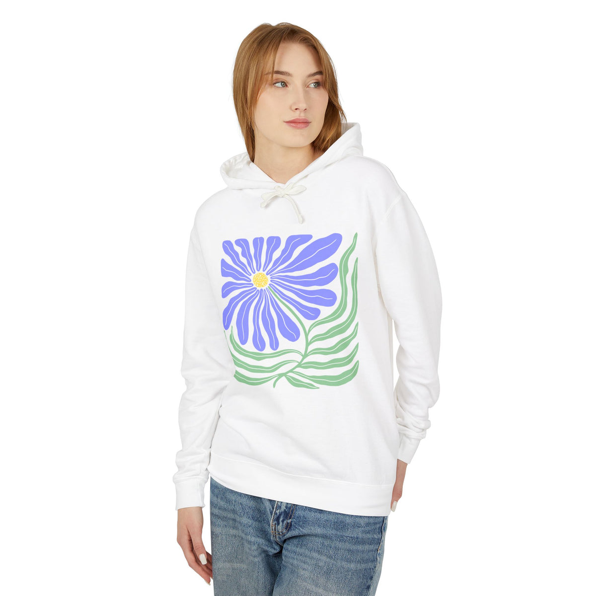 Floral Daisy Lightweight Women's Hooded Sweatshirt