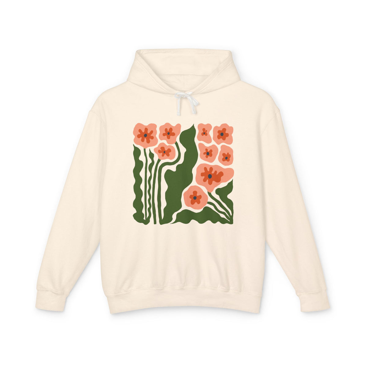 Retro Wildflower Garden Lightweight Women's Hooded Sweatshirt