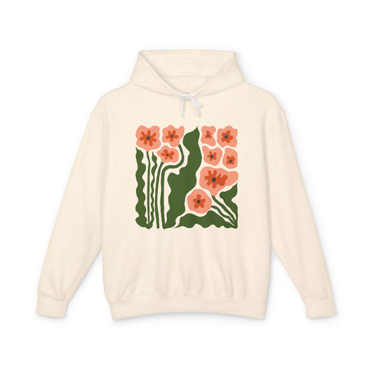 Retro Wildflower Garden Lightweight Women's Hooded Sweatshirt