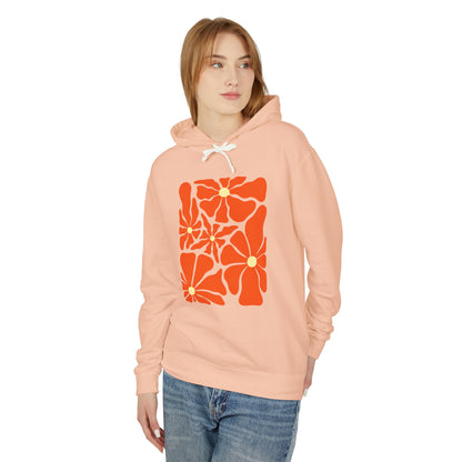 Retro Orange Floral Lightweight Women's Hooded Sweatshirt
