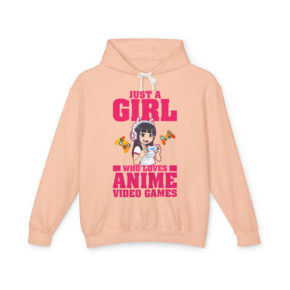"Just A Girl Who Loves Anime & Video Games" Lightweight Women's Hooded Sweatshirt