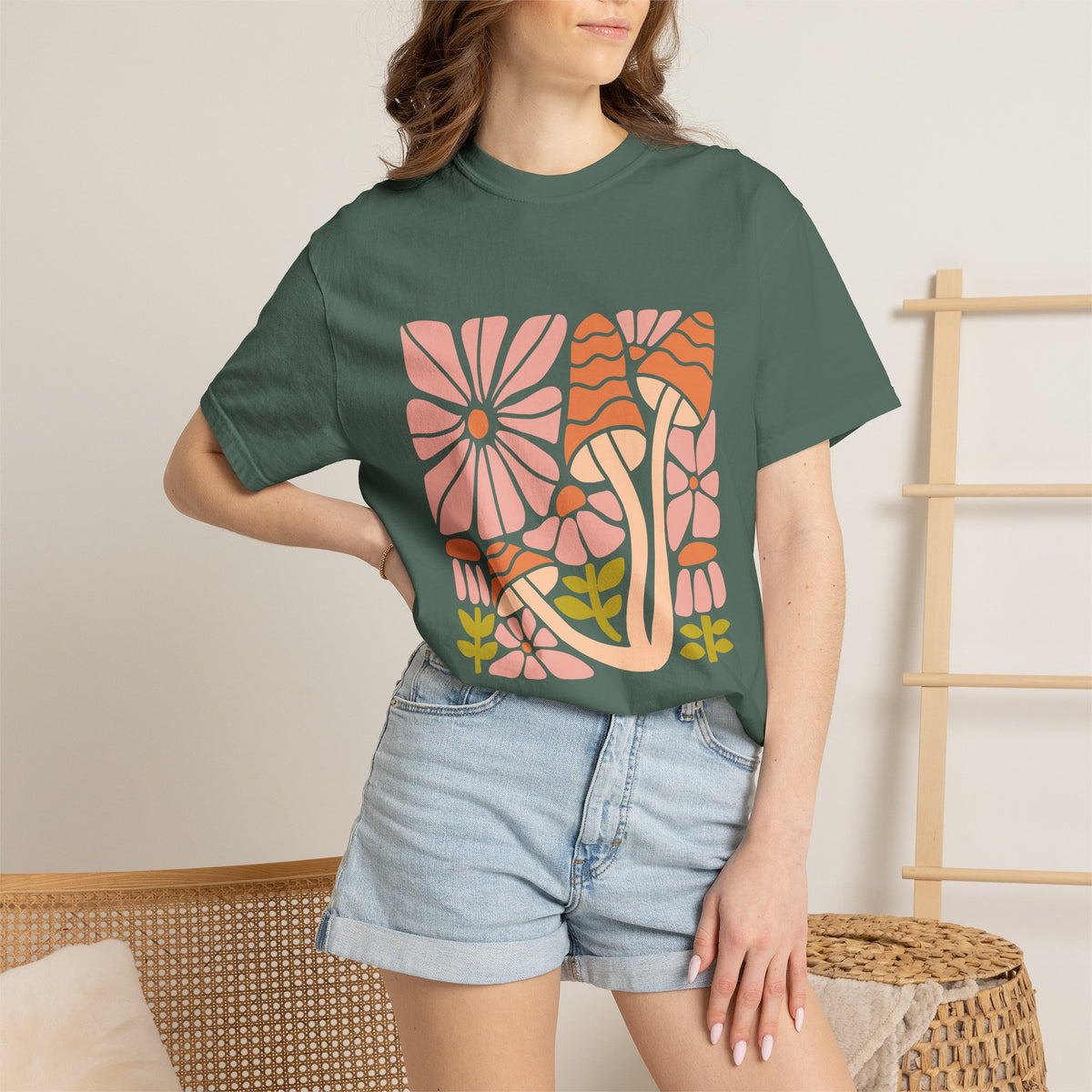 Floral Retro Waves Garment-Dyed Women's T-Shirt