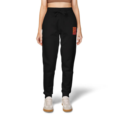 Pink Retro Flower Graphic Embroidered Women's Fleece Sweatpants