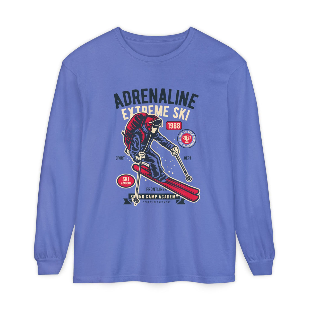 Adrenaline Extreme Ski Garment-Dyed Long Sleeve T-Shirt
