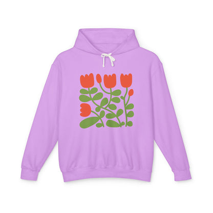 Floral Tulip Lightweight Women's Hooded Sweatshirt