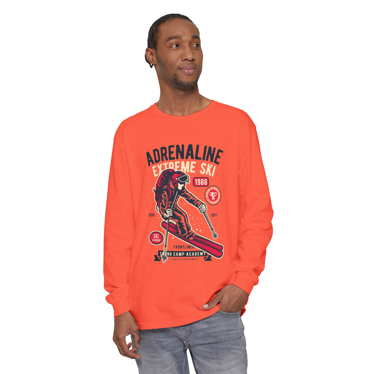 Adrenaline Extreme Ski Garment-Dyed Long Sleeve T-Shirt