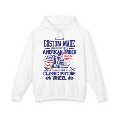 Custom Made Speed And Power American Truck Lightweight Hooded Sweatshirt