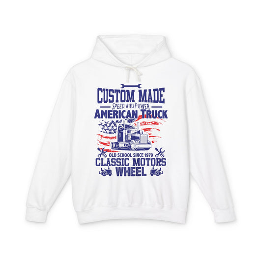 Custom Made Speed And Power American Truck Lightweight Hooded Sweatshirt
