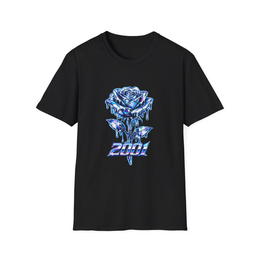 2001 Blue Chrome Cyberpunk Rose Women's T-Shirt