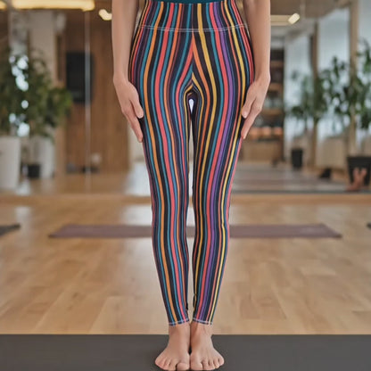 Vertical Rainbow Stripe Women's Casual Leggings