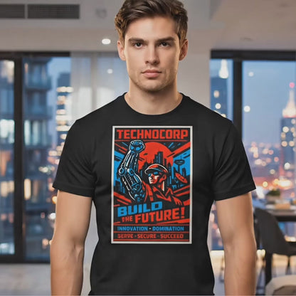 Cyberpunk TechnoCorp 'Build the Future' Men's T‑Shirt