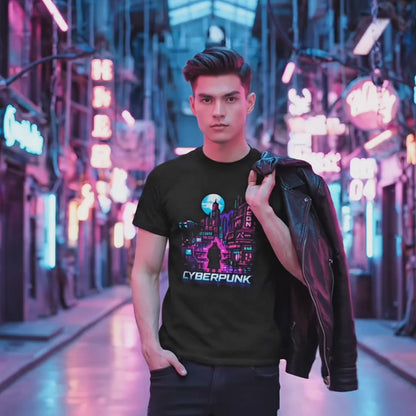 Y2K Cyberpunk City Men's Tee